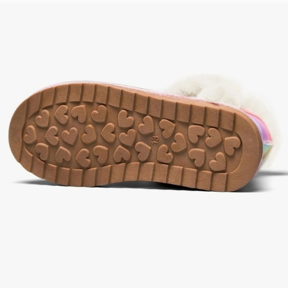 NWT KomforMe Girls Rainbow Pastel Faux Fur Glitter Boots Size 7 Toddler - Picture 6 of 16